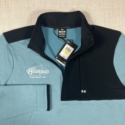 Under Armour Storm Golf 1/4 Zip Sweater Men Medium Golf Jacket Embroidered Shark