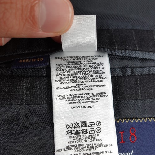 Traje Completo Brooks Brothers 1818 Regent Estrato Para Hombres 46R 40W Rayas 2 Piezas - Imagen 18 de 23