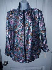 Nwt Vtg 90's Rafael Reversible Funky Floral Satin Bomber Jacket Women's Size S