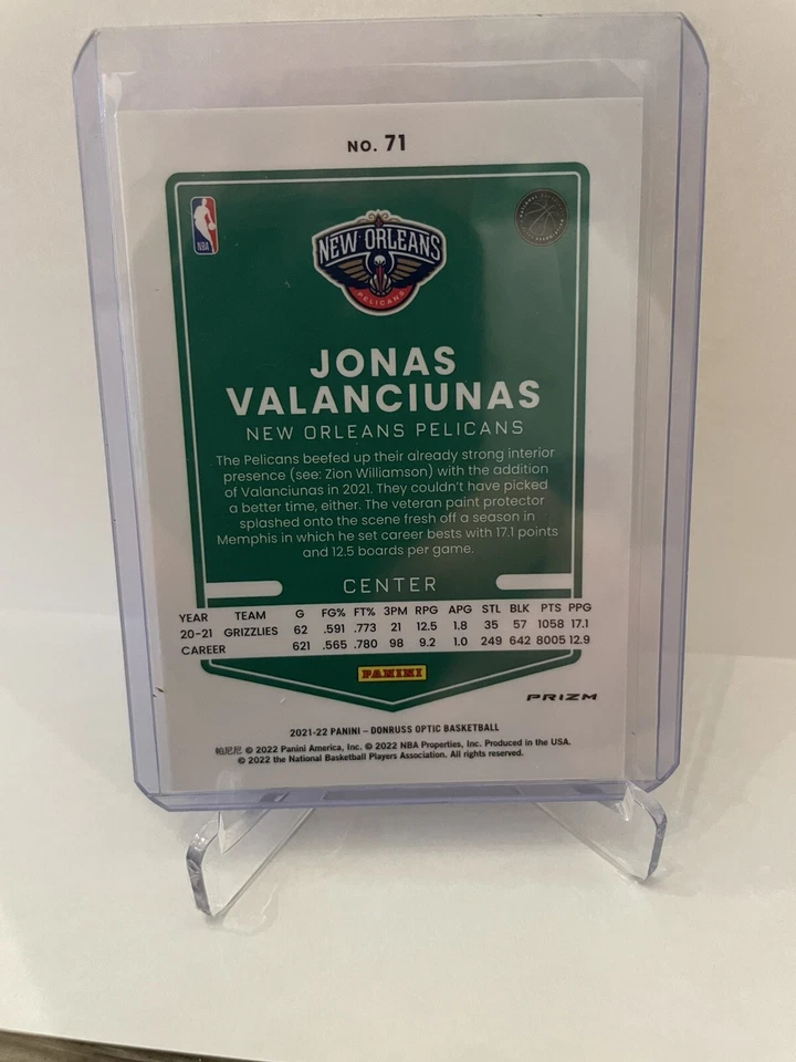 JONAS VALANCIUNAS 2021-22 Panini Donruss Optic #71 A5105 New Orleans Pelicans - Image 2 of 2