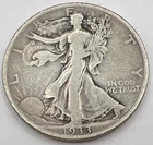 1933 S Walking Liberty Silver Half Dollar VF Full Date & Rims Awesome Coin B2