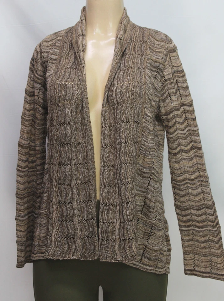 Cárdigan para mujer RQT frente abierto manga larga marrón talla pequeña PM Foto 4 de 4