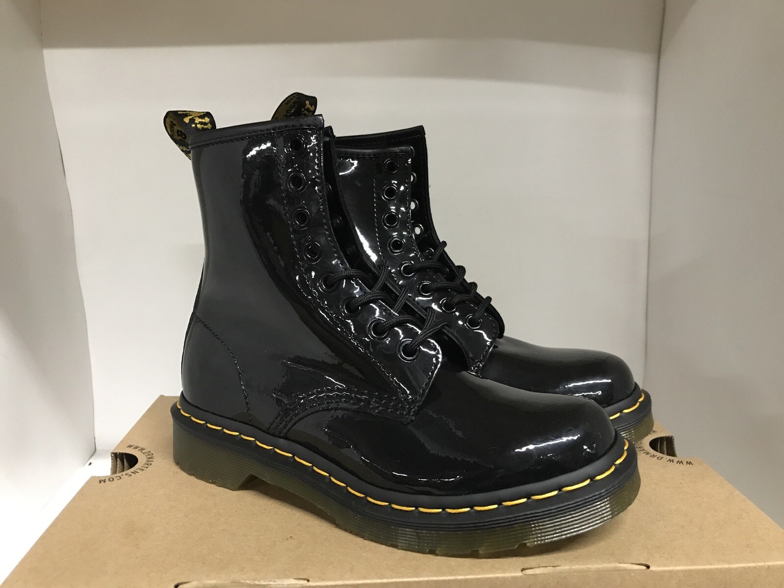 black patent doc martens size 5