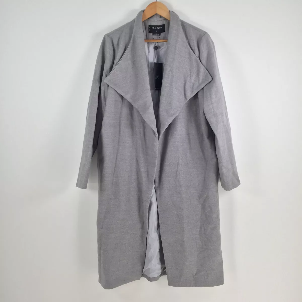 NEW The Fifth Label womens trench coat size XL grey long sleeve