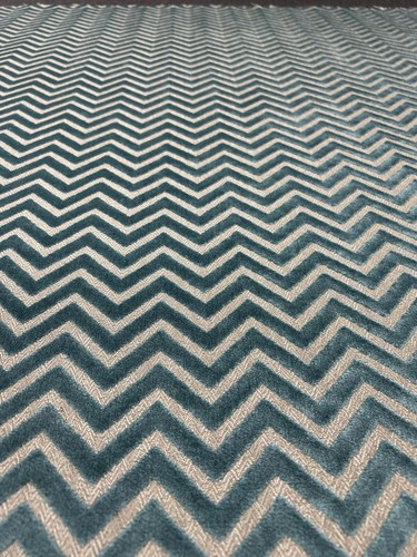 Kravet Clarke & Clarke Prisma Teal 1 Yard Of Fabric Modern Zigzag Raised Velvet