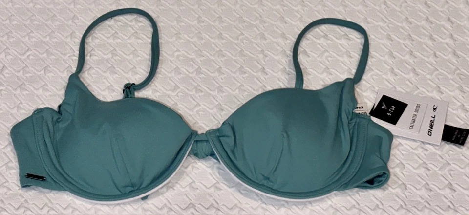 ONEILL Saltwater Solids Seville Teal Underwire Bralette Swim Top Womens M D Cup - Image 4 of 4