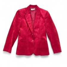 VTG 80s Adolph Schuman Lilli Ann Suede Button Blazer Jacket Womens S Pink Rare