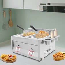 2X 6L Commercial LPG Gas Fryer Stainless Steel Catering Frying Tool Double Tank