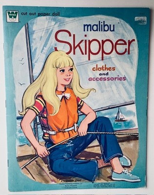 Vintage Malibu Skipper Paper Doll Book Whitman Mattel Uncut 1973 Mod-Era Barbie