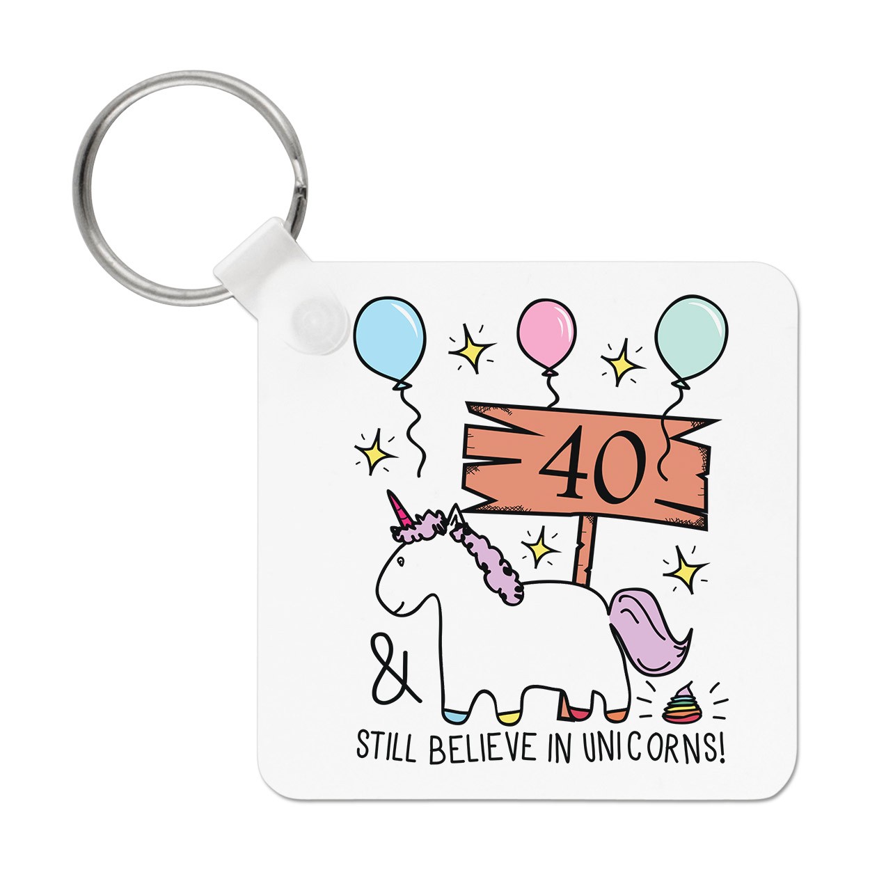 40th Birthday Still Believe In Unicorns Keyring Key Chain - Funny Happy