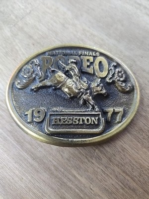 Vintage 1977 Hesston Belt Buckle National Finals Rodeo Bull Riding NFR Western