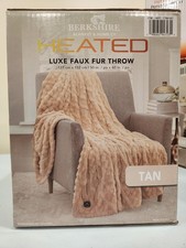 Berkshire Blanket Home Co. Heated Throw Tan Faux Fur Reversible 50 x 60 Soft