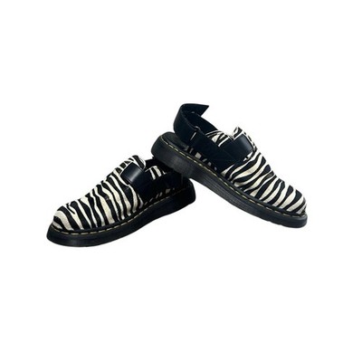 Dr. Martens Jorge II Zebra Hair-On Mules Size 6 Cow Print Slip On