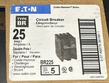 New Box Qty5 EATON BR225 Circuit Breaker 2 Pole 25 Amp Cutler Hammer