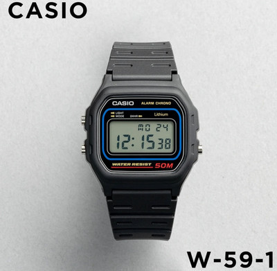 Casio W-59-1V Classic Digital Watch Black Resin Band NEW