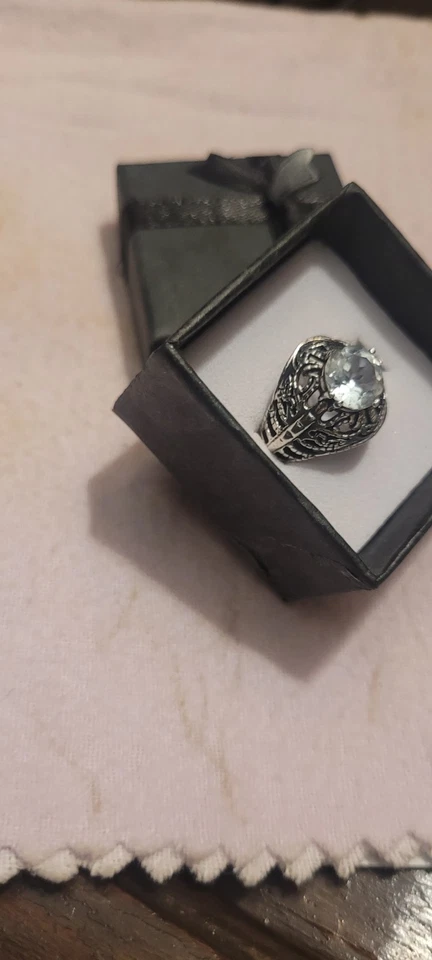 Anillo aguamarina de plata de ley talla 5,5 Foto 2 de 4