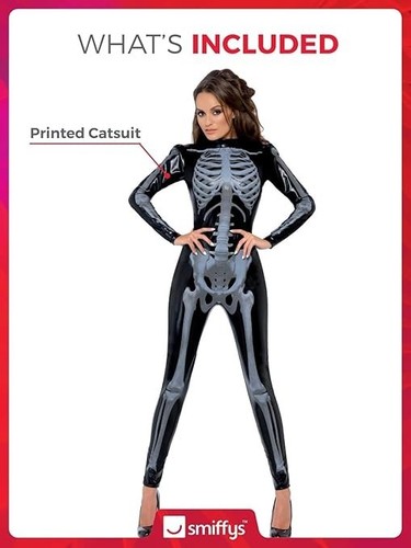 Smiffys Womans Fever Miss Whiplash Skeleton Costume, (8-10 size) - Picture 2 of 4