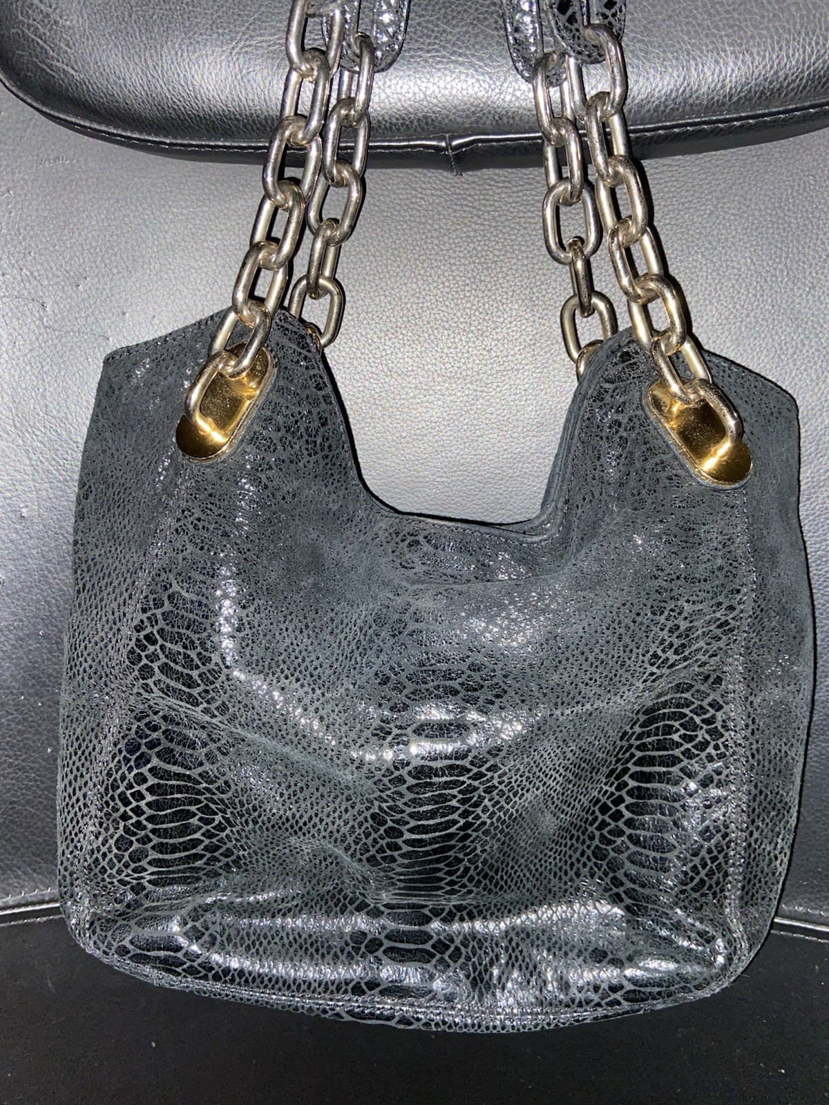 Michael Kors Black Python Embossed Leather Tote B… - image 6