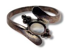 Sterling Silver Wrap Ring Size 6 Boho Artisan Style Oval Cabochon Vintage Look