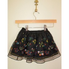 Hanna Andersson Black Tulle Embroidered Skirt