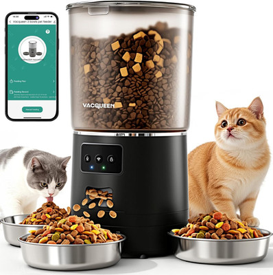 Automatic Cat Feeder for 3 Cats, 6L/25 Cup Cat Food Dispenser with Strong Anti-J