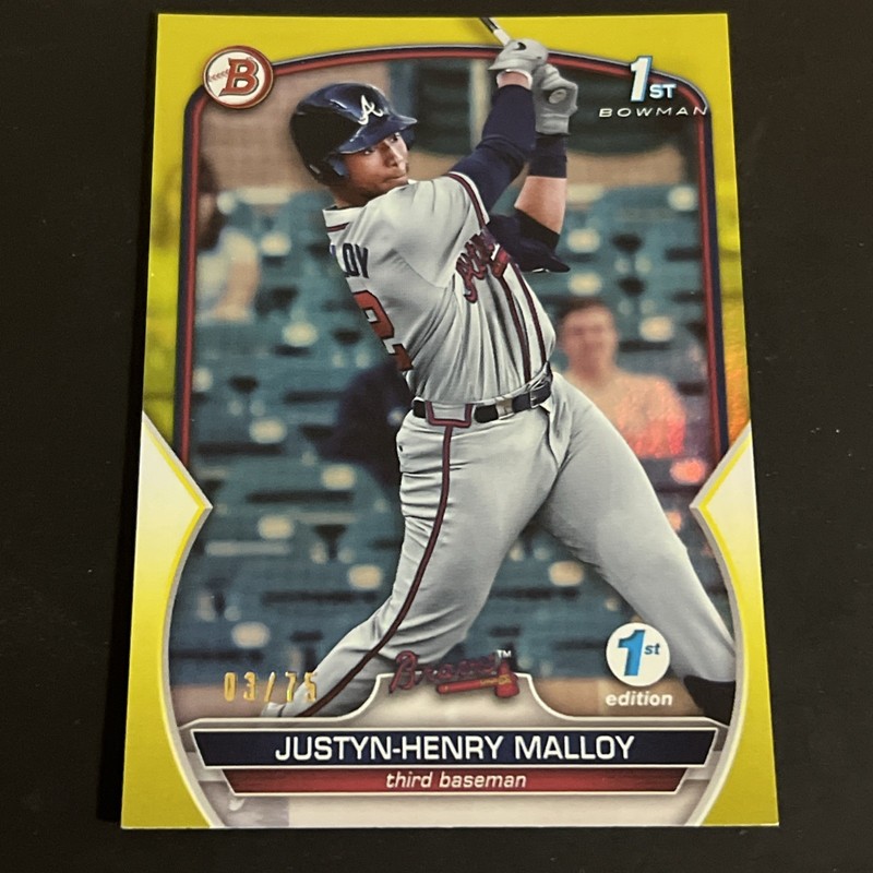 Justyn-Henry Malloy 2023 Bowman 1st Edition #BPPF-51 Gold Foil S/N 03/75 