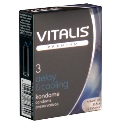 Vitalis Delay & Cooling Kondome 3/36 & 100 Stück verzögernd mit kühlendem Effekt