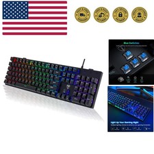 Mechanical Gaming Keyboard, RGB 104 Keys Ultra-Slim LED Backlit USB Wired Key...