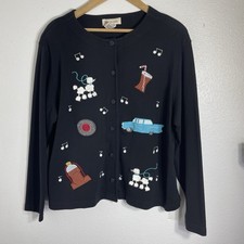 Bechamel Cardigan Sz XL Sweater Poodle 50's Style Sock Hop Milkshake Novelty Vtg