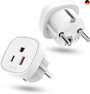 Oliveria 2 Stück Reiseadapter, US to EU Adapter, Adapterstecker USA Deutschland 