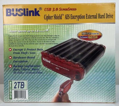 New Buslink 2TB Dual Port USB 3.0 AES Encryption External HDD 4.8 Gbps CSC-2T-U3