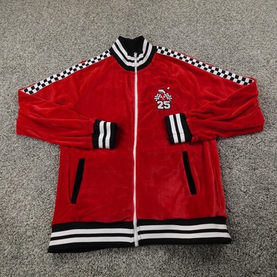 Blizzard Bay Jacket Mens M Red Full Zip Velour Santa Racing Ugly Christmas Coat
