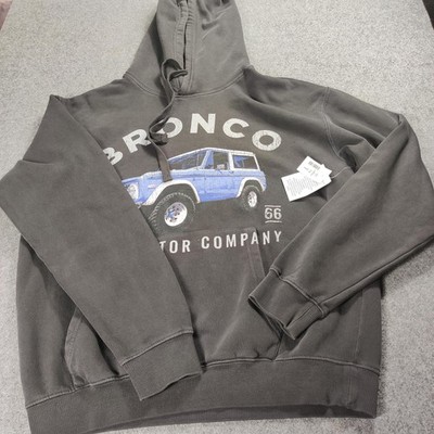 Ford Hoodie Men S Gray Bronco Pullover Hooded Graphic Motor Company Fleece