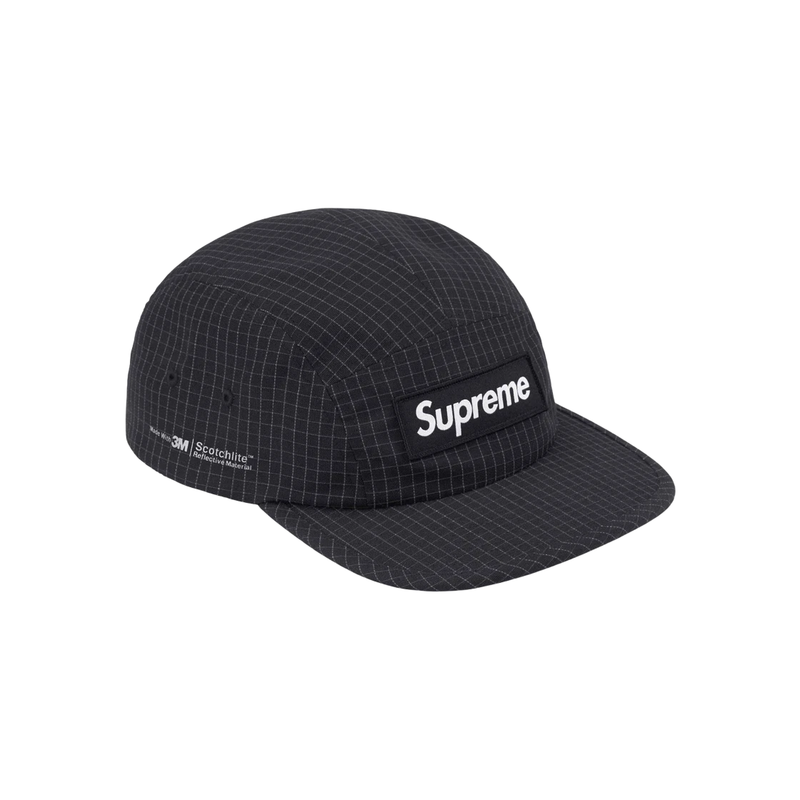 Casquette de camp Supreme Reflective Ripstop noire   24SS