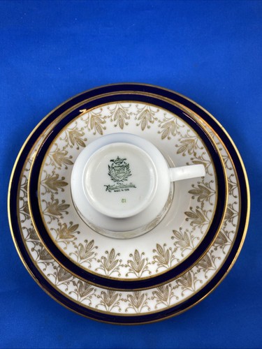 Weimar DDR Porzellan 2219 gold/blau. Kaffeegedecke 3 Tgl. Harmonie Echt Kobalt. - Bild 3 von 8