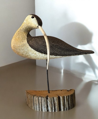 Vtg 1988 RICHARD MORGAN - Bird Sculpture Art SIGNED Carved Wood RARE Early Piece