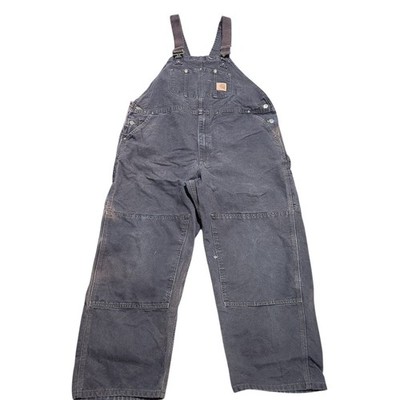 Carhartt R06 DKB Men's 44x28 Dark Brown Sandstone Duck Bib Overalls Double Knee