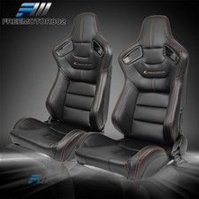 Adjustable Universal Racing Seat X2 Orange Stitch Pu Carbon Leather Dual Slider