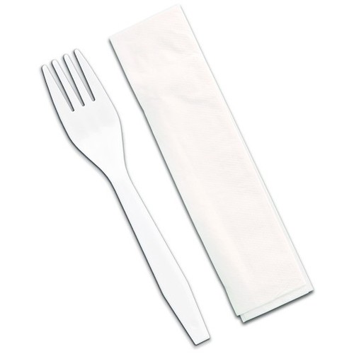 D & W Fine Pack Fork 10 Inch X 10 Inch 1 Ply Napkin Cutlery Kit, 1000 Each,