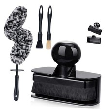 Large Tire Shine Applicator Bendable Wheel Brush Set for 2 Black-4pcs