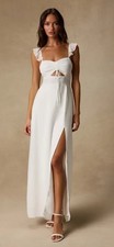 Lulus The Way To Love White Maxi Dress NWT White Ruffle Straps Sz S MSRP $79