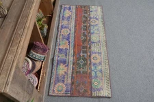 Charming Blue and Beige Rug, 1.8x4 ft Handwoven Rug