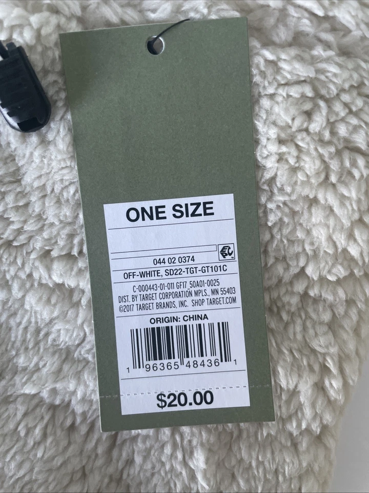 Bufanda calentadora de cuello Goodfellow Hombres OSFM Off White Imitación Piel y Vellón Forrada Nueva con Etiquetas Foto 3 de 4