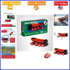 World Mighty Red Electric Wooden Train Locomotive for Kids Ages 3 