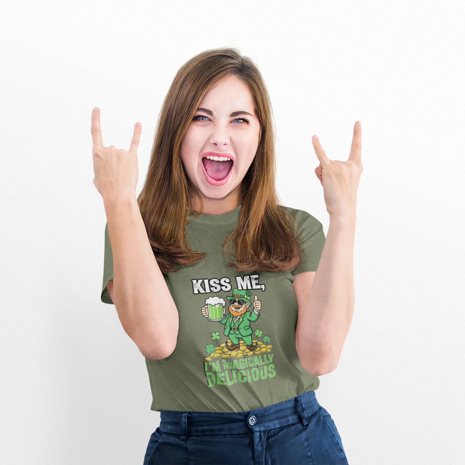 TSHIRT Kiss Me I’m Magically Delicious Irish St. Patrick’s Day Leprechaun USA-image