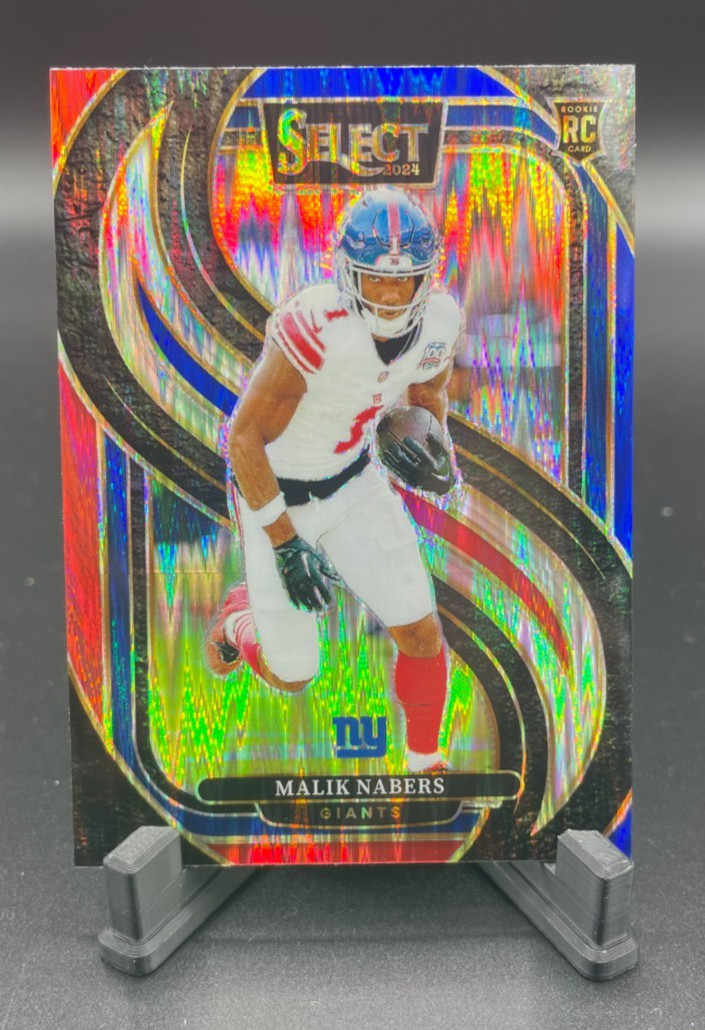 2024 Panini Select - Malik Nabers Premier #116 (RC) Rookie Red & Blue Shock