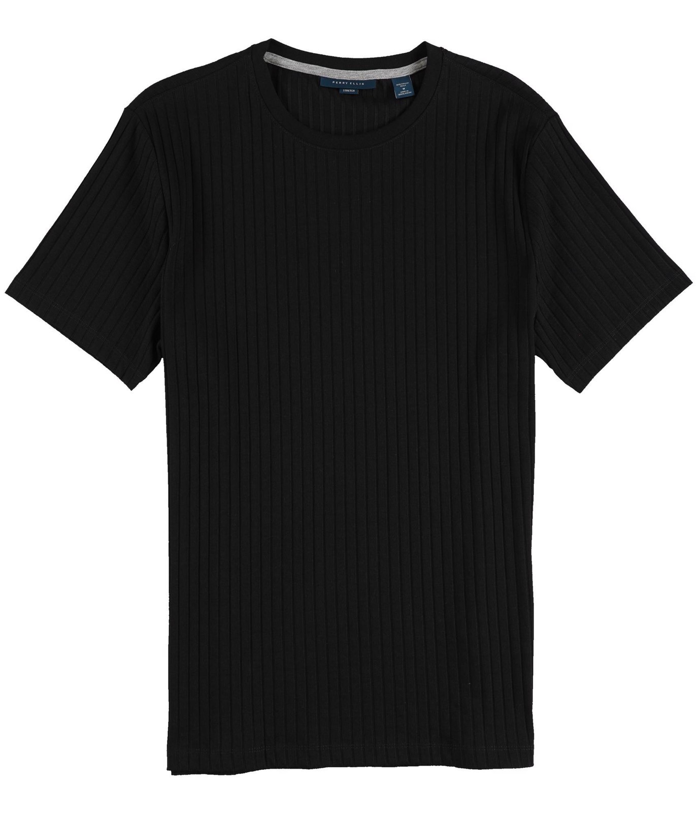 Мужская базовая футболка Perry Ellis в рубчик черная Средний размер 4890₽