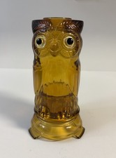 Vintage Mosser Amber Owl Fairy Lamp W/Eyes Viking Glass Rare And Unusual HTF