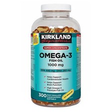 Kirkland Signature Super Concentrate Omega-3 Fish Oil 1000mg, 300 Softgels