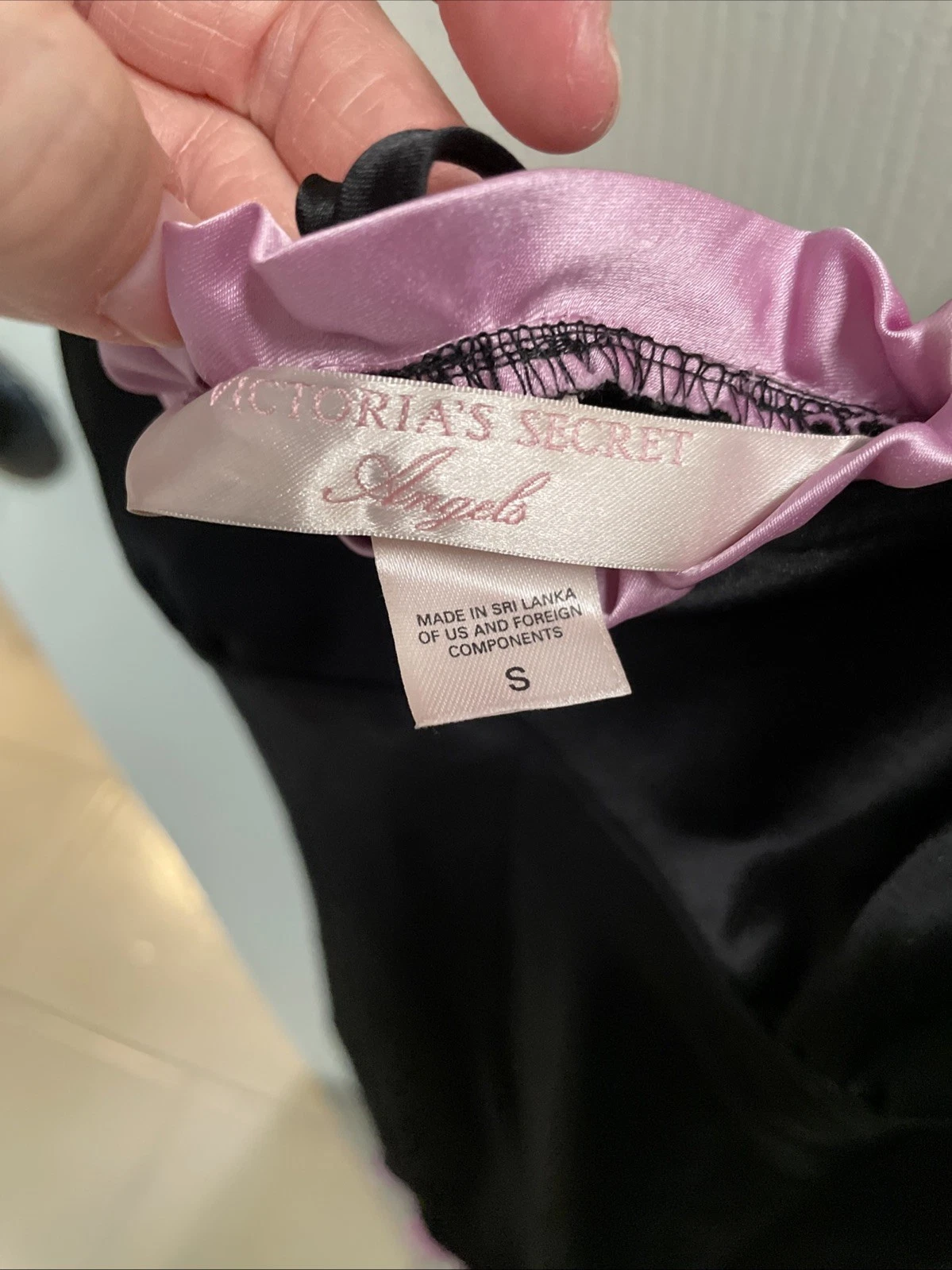 UNDERCOVER Victorias Secret Angel Y2K Vestito Slip Donna S Nero Bling Intimi